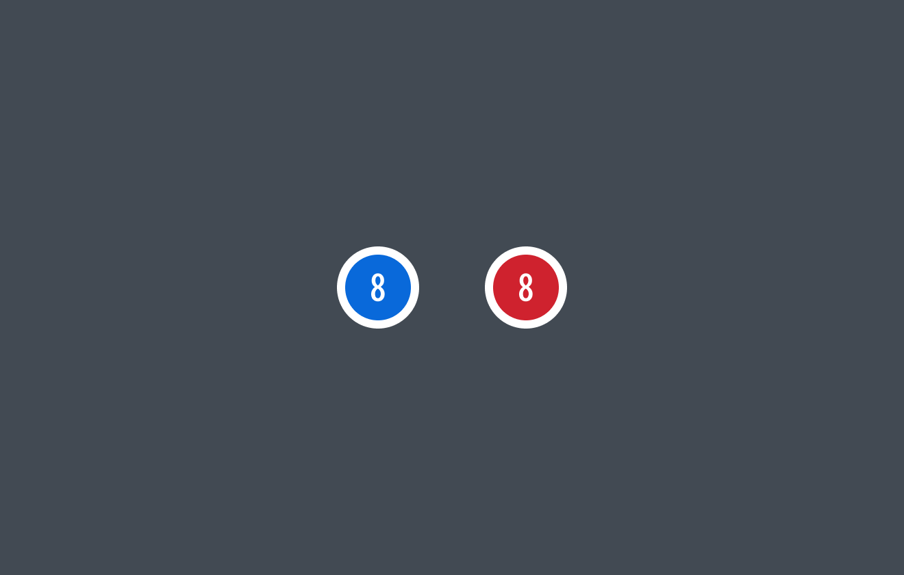 余白ありのBadge。情報を示す青色(normal)と警告を示す赤色(emphasis)の数値「8」を含むBadgeが、白い縁取りの余白と共にグレー背景上に表示されています。コンテンツの前面に重ねて使用します。