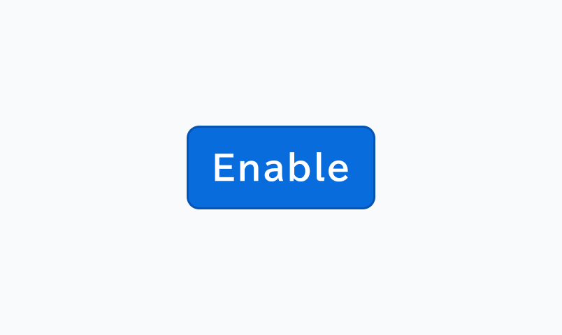Enable状態のButton。青色を基調としたSolidのボタンです。
