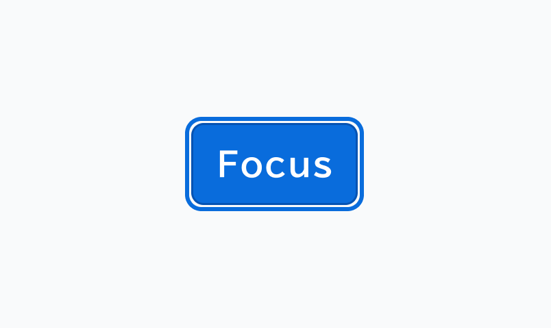 Focus状態のButton。Containerの外側に青い枠線が表示されています。