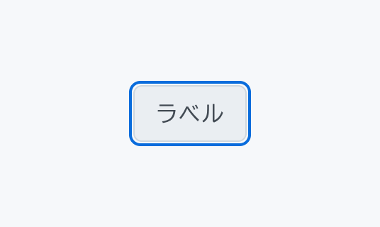 Focus状態のFilter Chip。青い枠線が表示され、グレーを基調としたFilter Chipです。