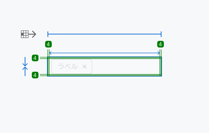 Field Size md の寸法仕様を示す図