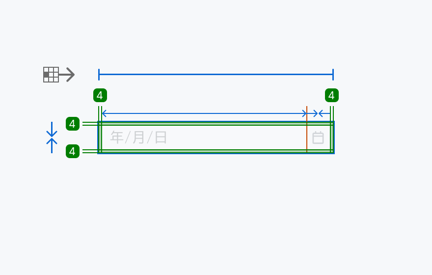 Size sm の寸法仕様を示す図。