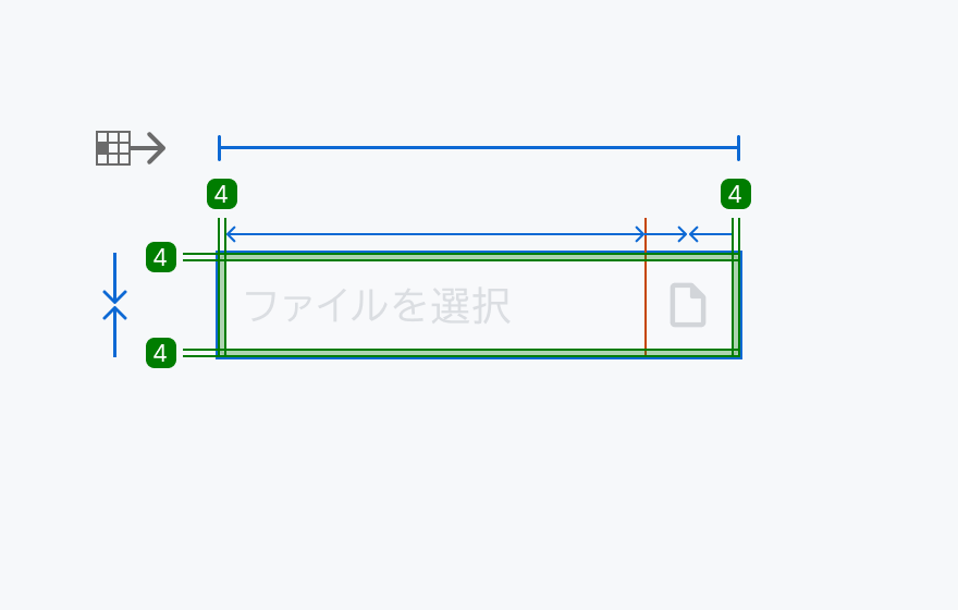 Size lg の寸法仕様を示す図。