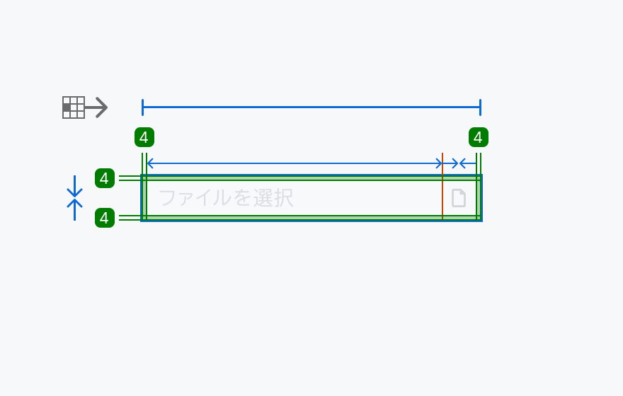 Size sm の寸法仕様を示す図。