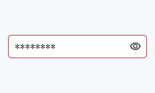 Invalid Enable状態のInput Password。赤い枠線で囲まれた入力フィールド内にマスク表示された「********」というパスワードと目のアイコンが表示されています。