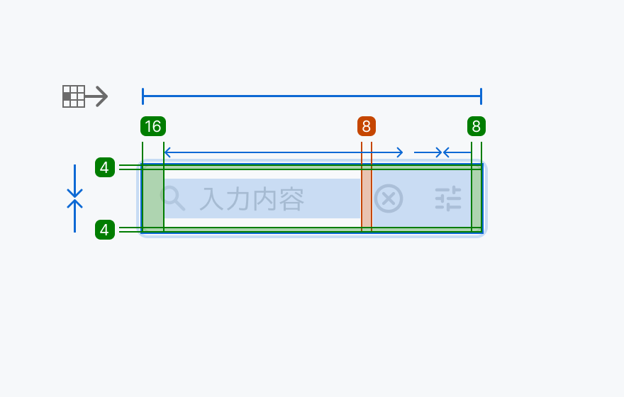 Size lgの寸法仕様を示す図。