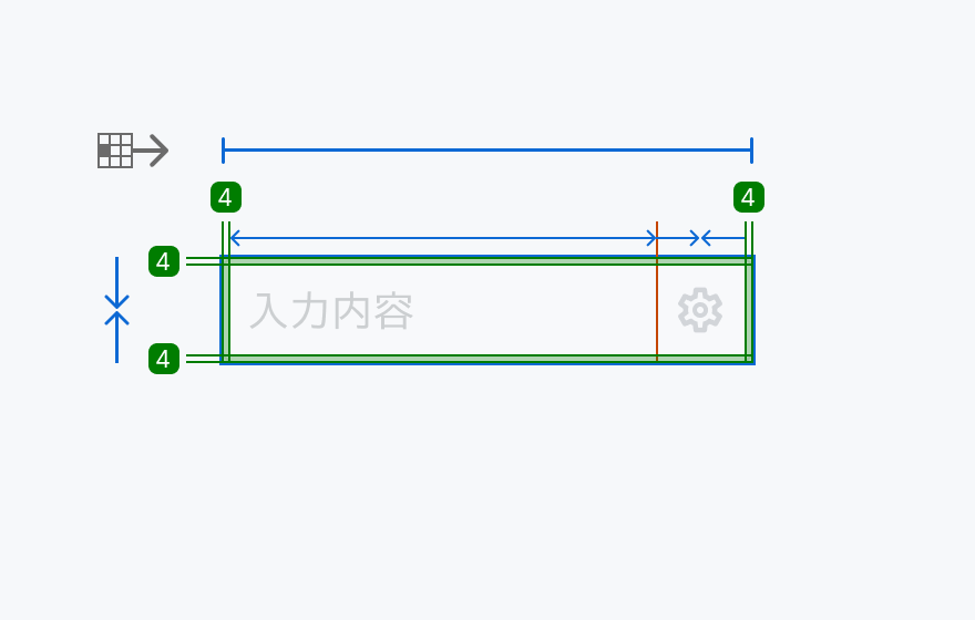 Size lgの寸法仕様を示す図。