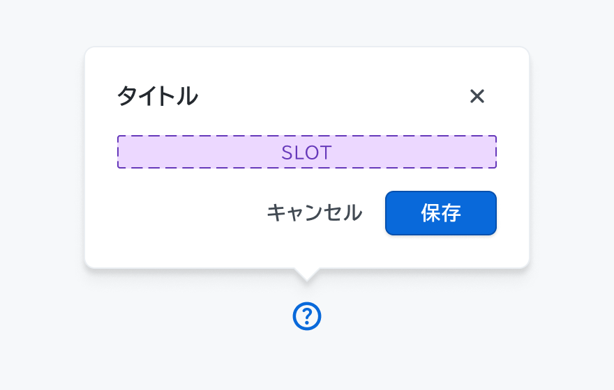 Placement top-midの状態。トリガーの上部中央にポップオーバーが配置されています。