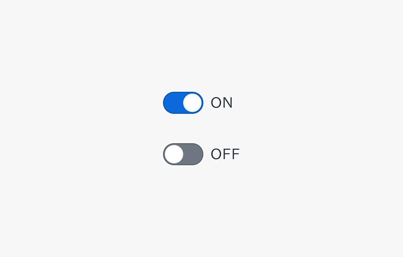 適切な使用例。「ON」と「OFF」のスイッチが表示され、「ON」のスイッチが青色でオン状態、「OFF」のスイッチがグレーでオフ状態で表示されています。