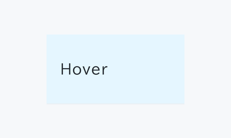 Hover状態。薄い青い背景のテーブルセルに「Hover」というテキストが表示されています。
