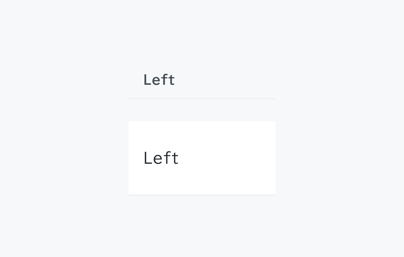 Align Leftの状態。2つのテーブルセルに「Left」というテキストが左揃えで表示されています。