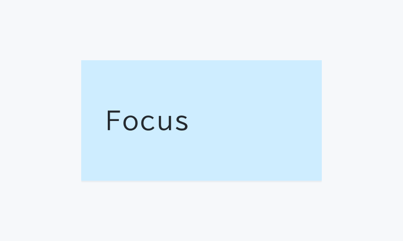 Focus状態。青い背景のテーブルセルに「Focus」というテキストが表示されています。