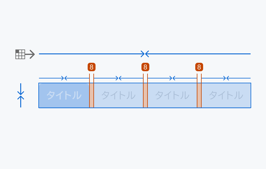 Tabsの寸法仕様を示す図。