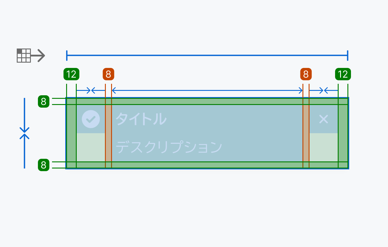Toastの寸法仕様を示す図。